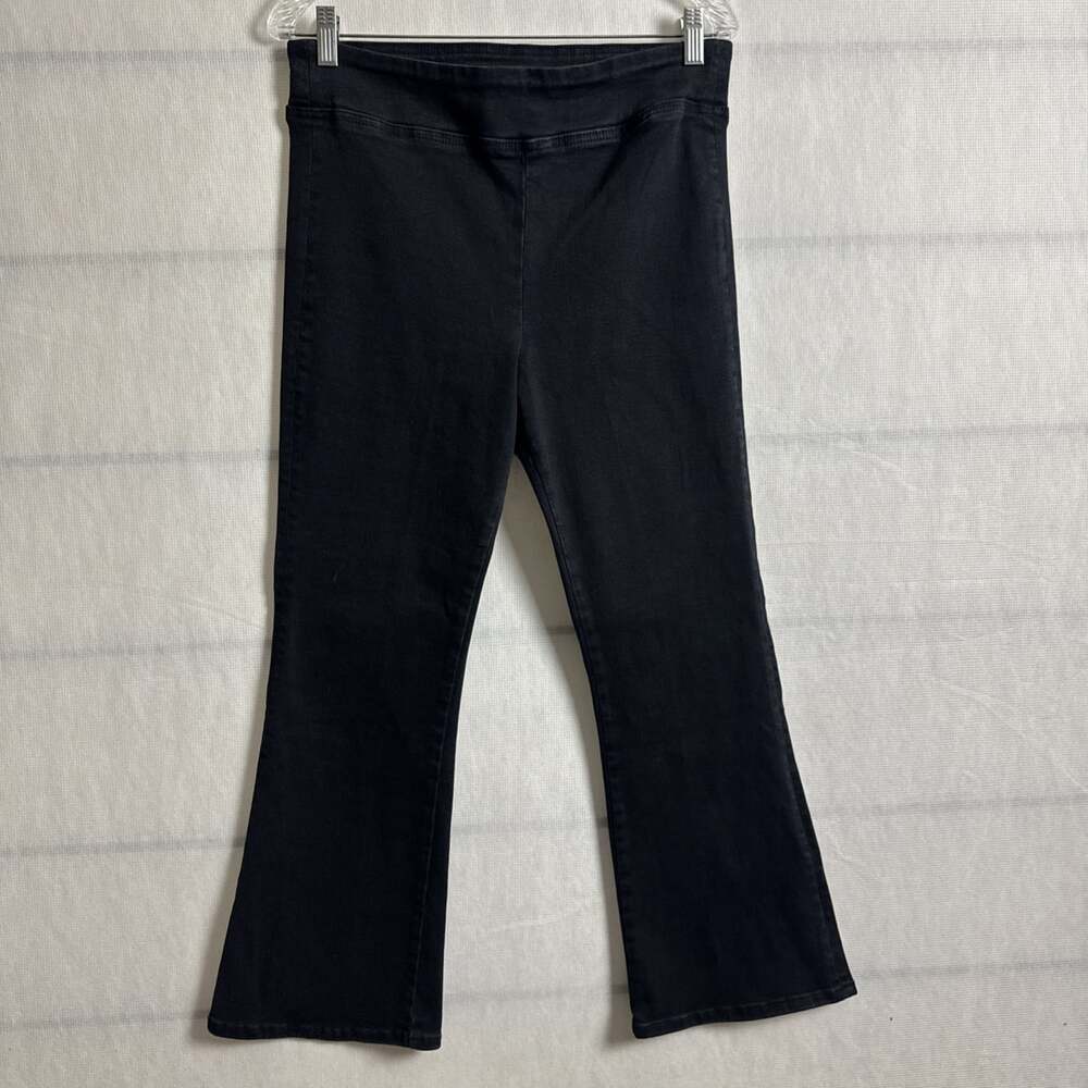 Frame Women's Size 2 Black Sheen Noir Jet Set Crop Mini Boot Pull On Denim Pants